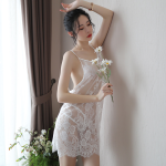 Women’s Sheer Lace Chemise – V Neck Floral Nightdress Lingerie - Image 3