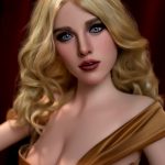 Close-up of Hera realistic doll face with blue eyes