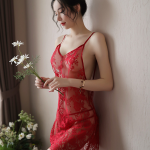 Women’s Sheer Lace Chemise – V Neck Floral Nightdress Lingerie - Image 4