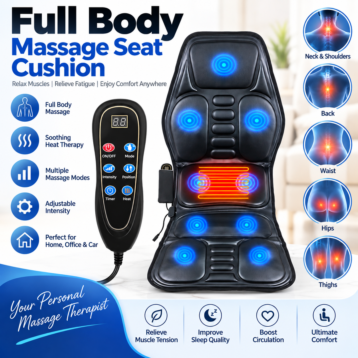 2d467be3-08c6-4032-93d0-074fba34603d Ganzkörper-Massagesitzauflage mit Wärme und Vibration – Bild 1