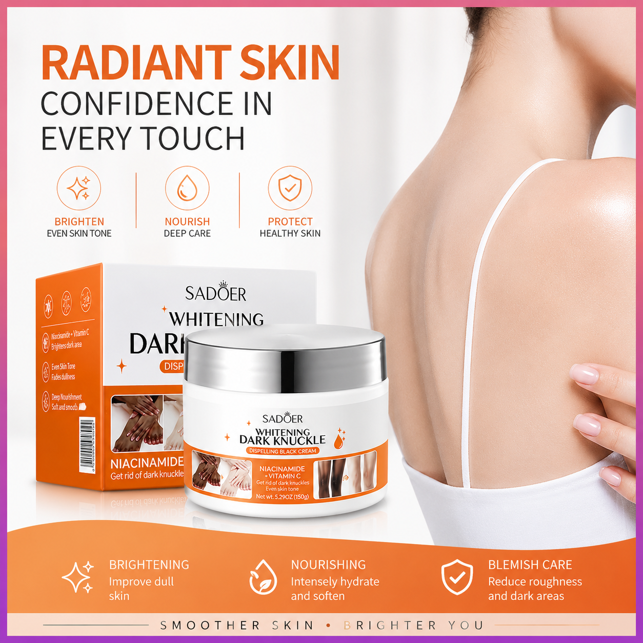 3477bc24-2bb7-44f8-99e0-0f03f3bc156b Niacinamide & Vitamin C Brightening Body Cream 140g – Dark Spot & Uneven Skin Tone Care - Image 1