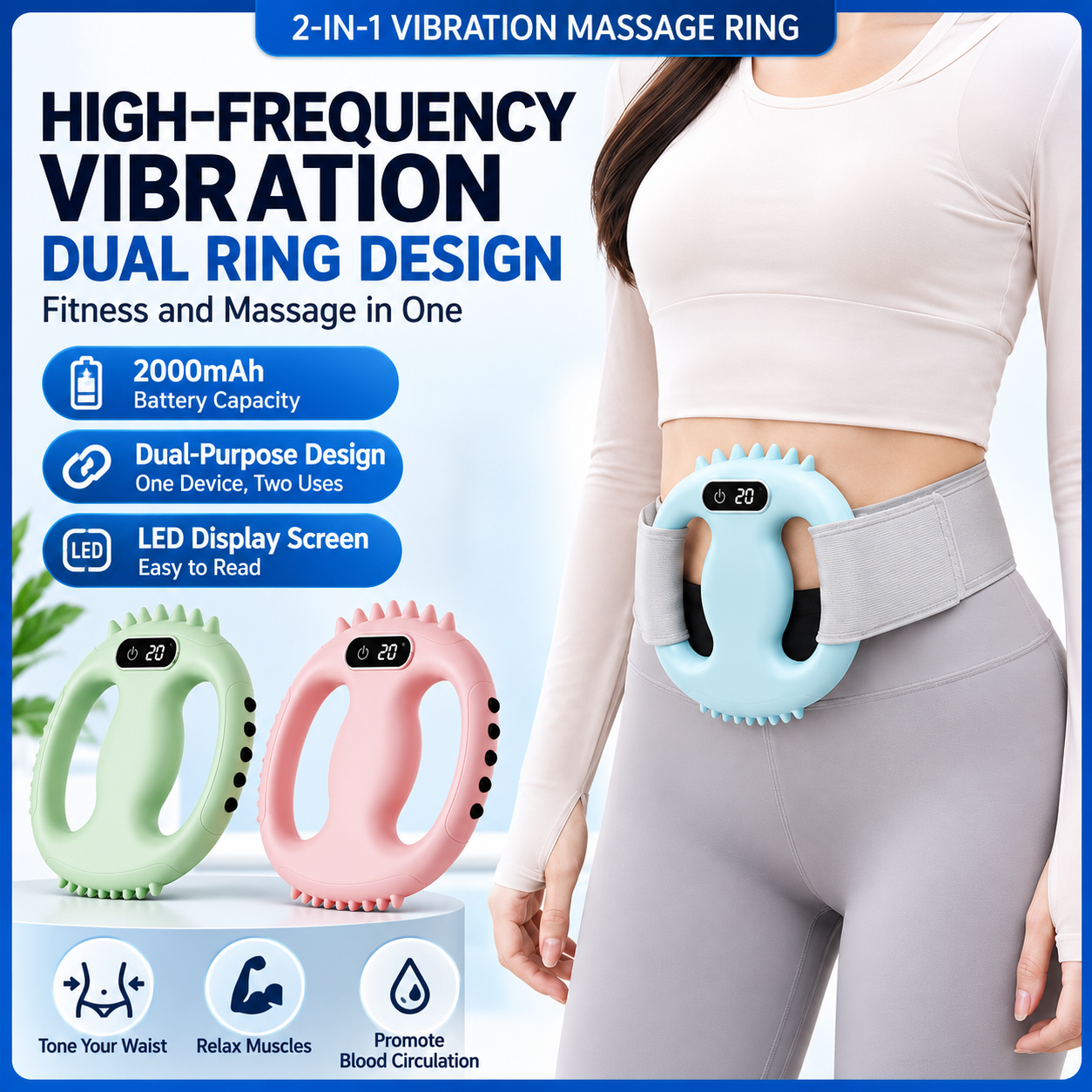 41dce222-207f-4df1-ad42-7bcc09d1e31e 2-in-1 Vibration Massage Ring – Rechargeable Handheld Body Massager with LED Display - Image 1