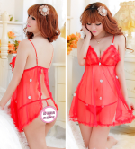 Women’s Sheer Lace Babydoll Lingerie – Floral Mesh Nightdress & Thong Set - Image 2