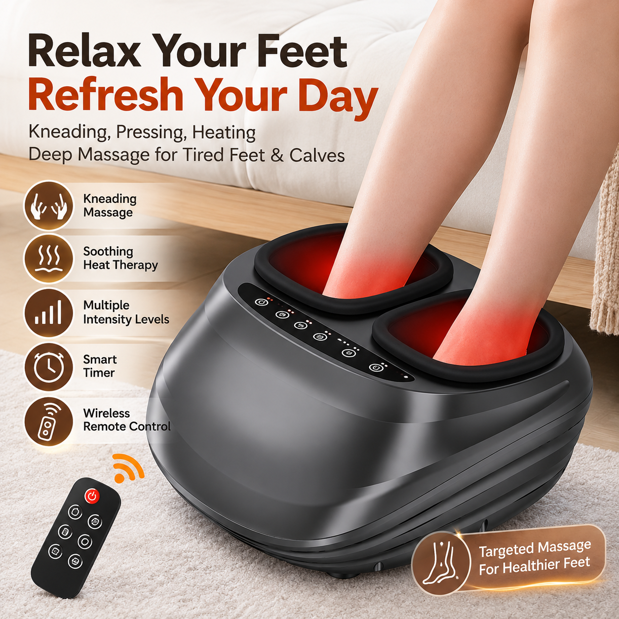 599267a7-2405-40c2-bd81-fe157c213561 Electric Foot & Calf Massager with Heat, Air Compression & Remote Control - Image 1