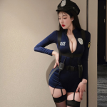 Lencería de disfraz de oficial de policía para mujer – Conjunto de body azul marino - Imagen 7