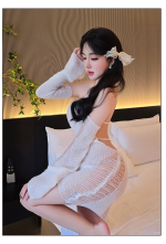 Women’s Off Shoulder Knit Mini Dress – Lace-Up Sweater Lingerie - Image 4