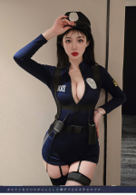 Lencería de disfraz de oficial de policía para mujer – Conjunto de body azul marino - Imagen 2