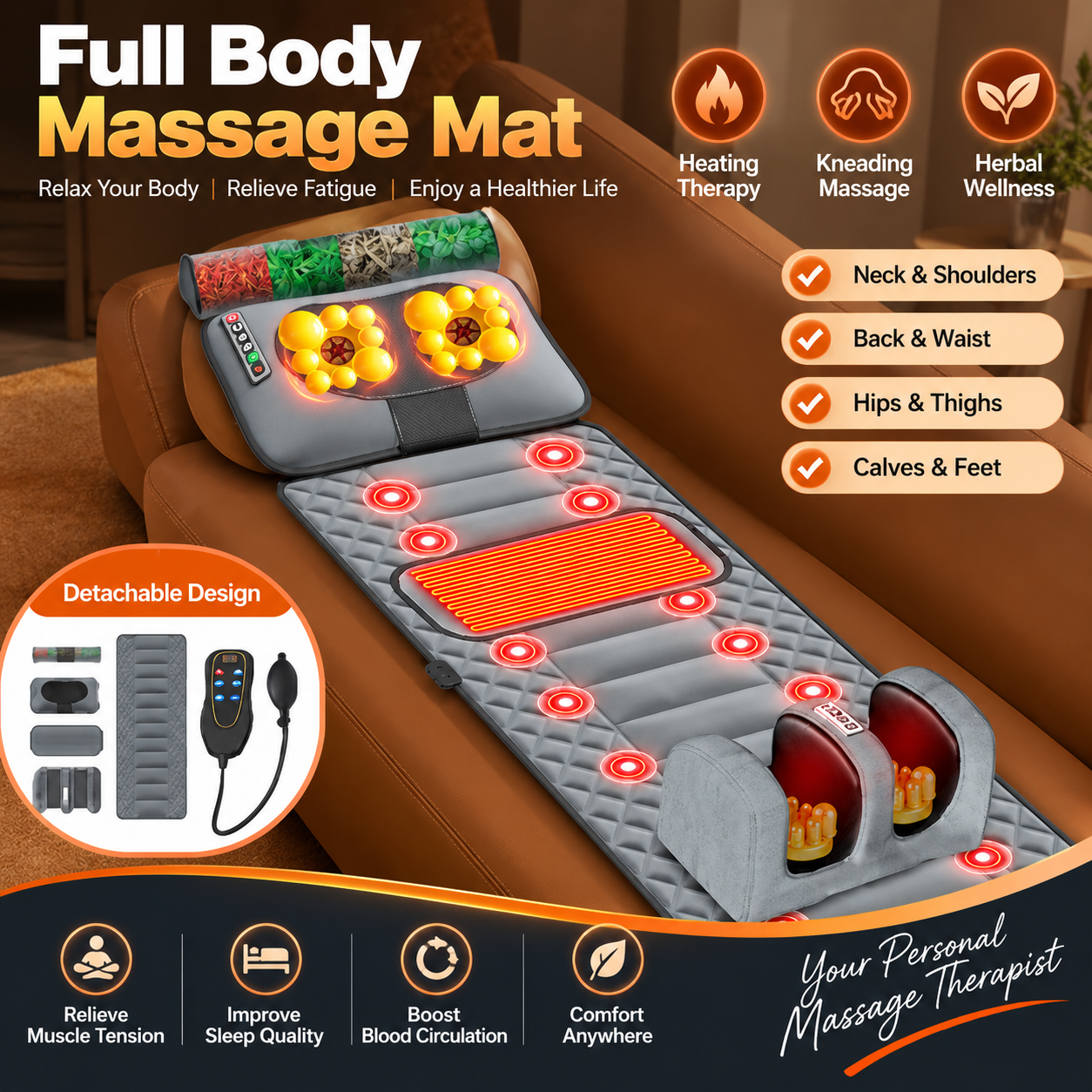 84663de5-fd3a-45b4-9172-9ebda225fdd5 Multifunctional Full Body Massage Mat with Heat - Image 1
