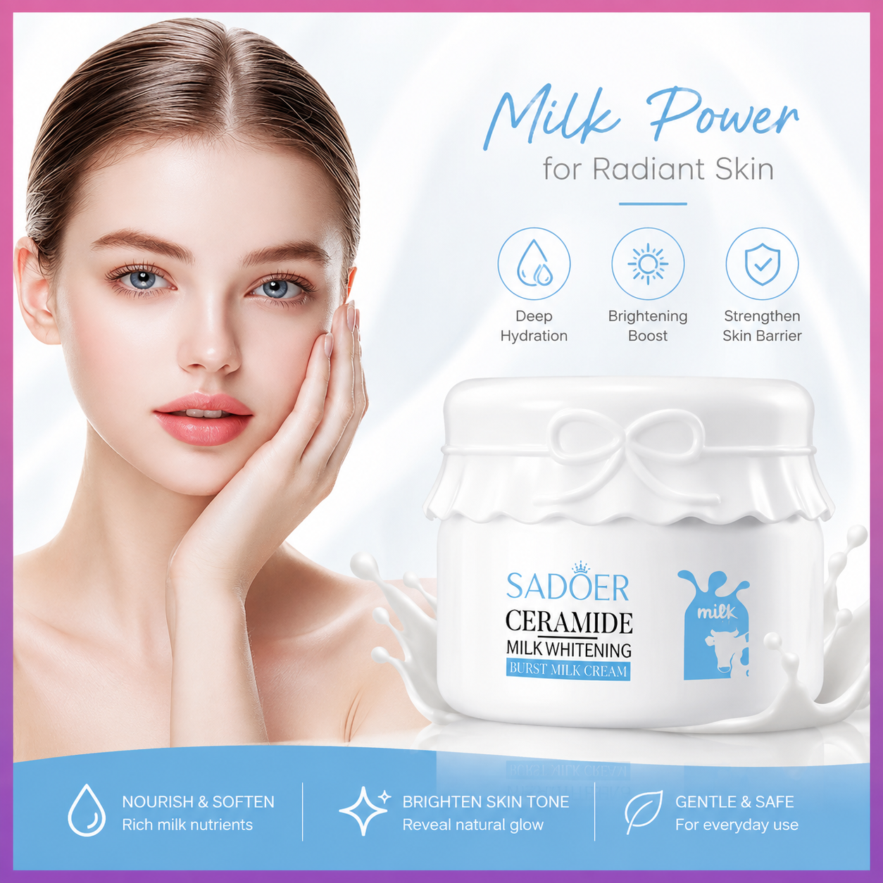 92cf90a8-afe2-4cb4-839d-8e832ad7b395 Milk & Ceramide Moisturizing Face Cream 120g – Hydrating & Brightening Skin Care - Image 1