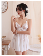 Conjunto de camisón babydoll de encaje transparente para mujer – Ropa de dormir de tul con tanga - Imagen 6