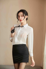 Women’s Secretary Lingerie Costume – Sheer White Blouse & Black Mini Skirt Set - Image 5