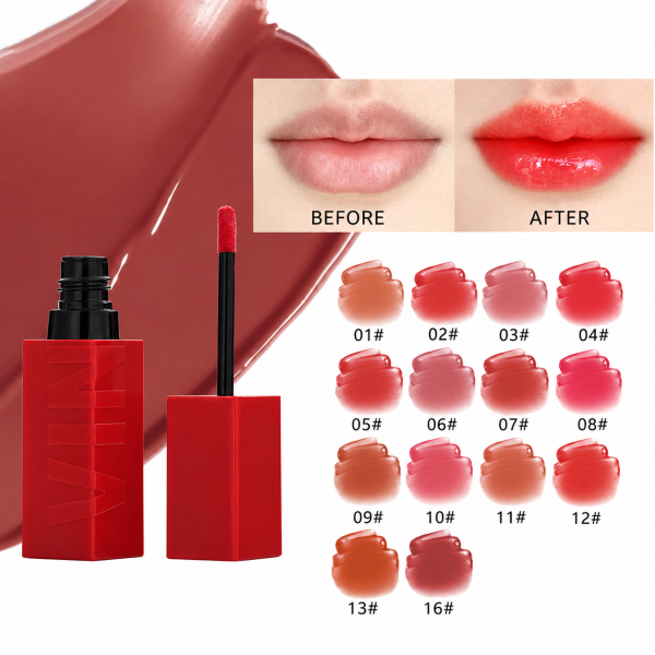 Liquid lip gloss with applicator