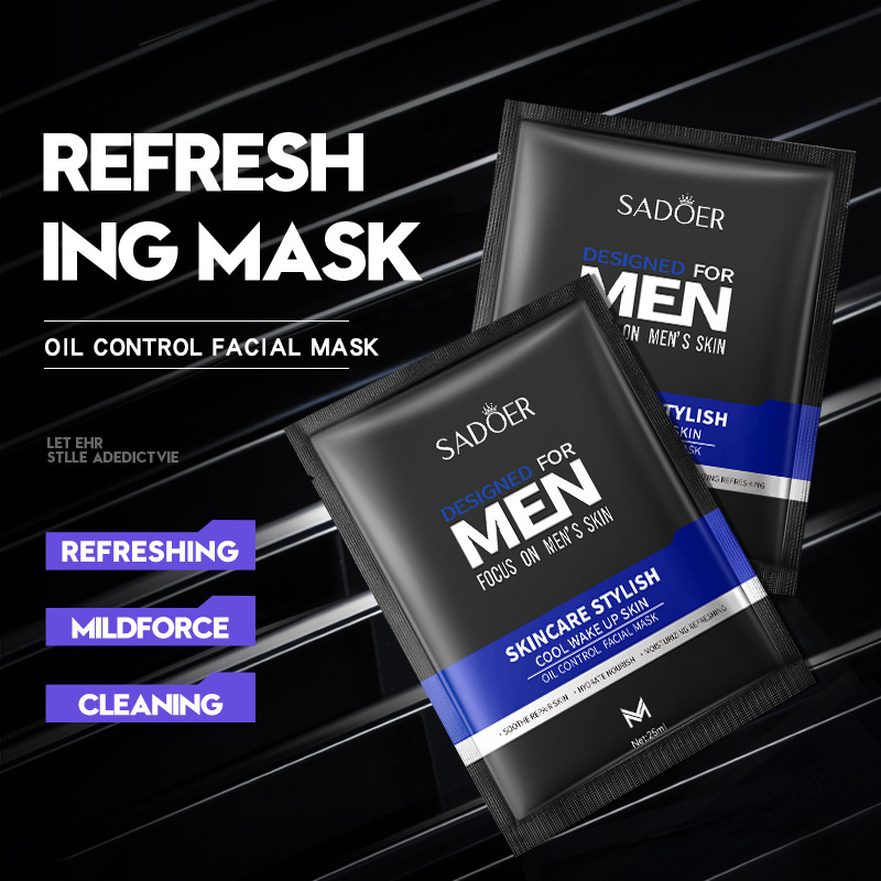 主图_02 Men’s Hydrating Facial Mask – Refreshing Oil Control Sheet Masks, 10 Pack - Image 1