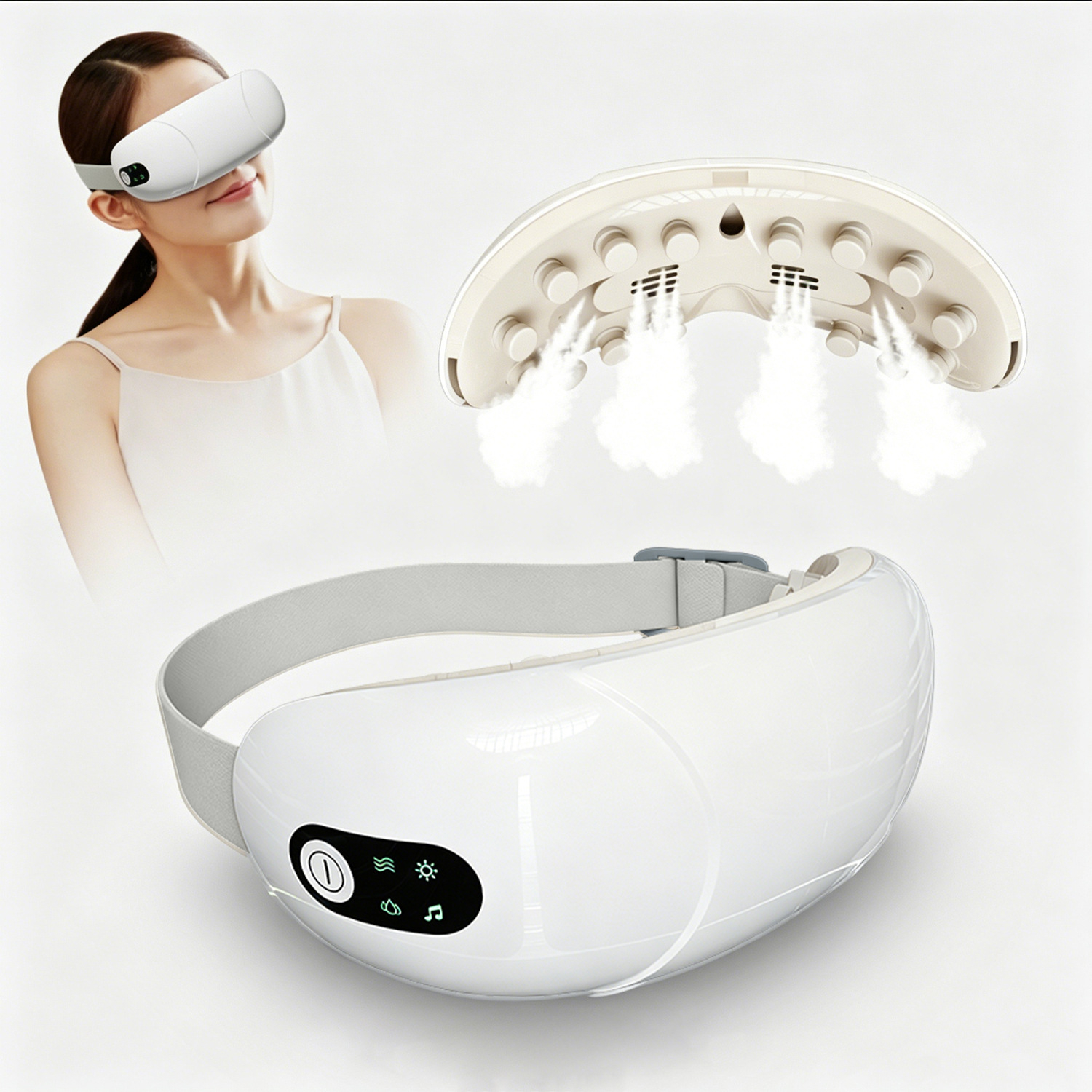主图_02 Smart Eye Massager with Steam Heat Therapy, Vibration Massage & Bluetooth Music - Image 1