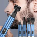Kit de Aseo Eléctrico 5 en 1 para Hombres: Cortador de Barba, Nariz y Cuerpo Recargable