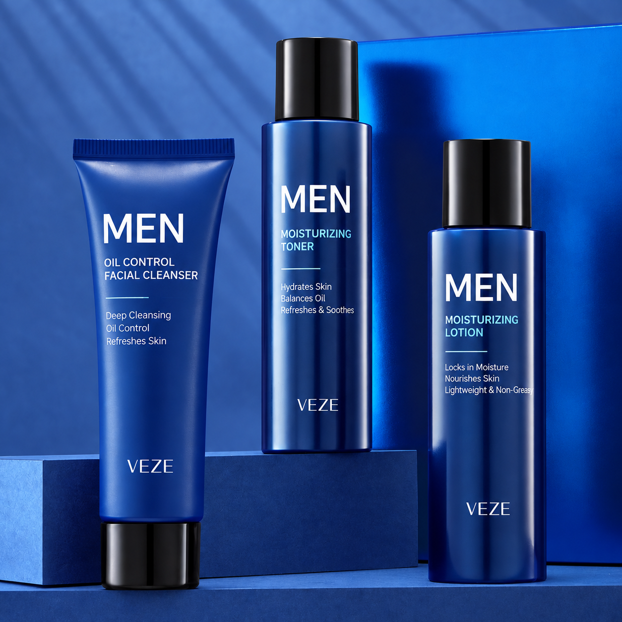 1 Men’s 3-Piece Skincare Set – Oil Control Cleanser, Hydrating Toner & Moisturizing Lotion - Image 1