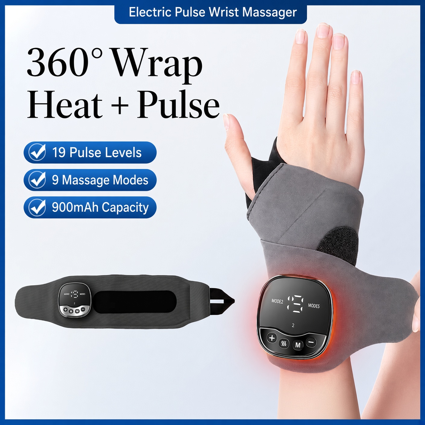 1 Wireless EMS Wrist Massager with Heat & Pulse Therapy - Image 1