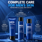 Men’s 3-Piece Skincare Set – Oil Control Cleanser, Hydrating Toner & Moisturizing Lotion - Image 4