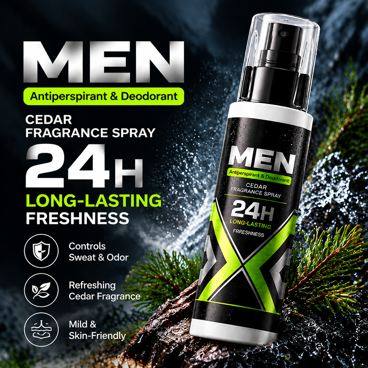 9e233375-6b0b-405e-a624-156284e31032 Duftspray für Herren mit Zedernduft 120 ml – Körperdeo mit lang anhaltender Frische – Bild 1