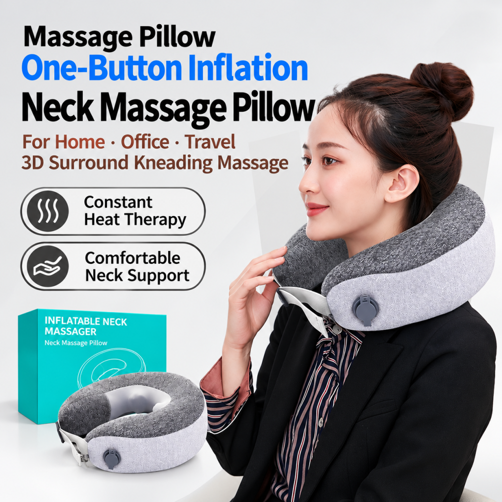 Oreiller de massage cervical en U avec chaleur