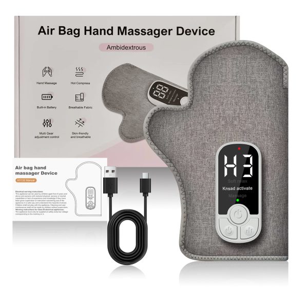 Air compression hand massager with heat